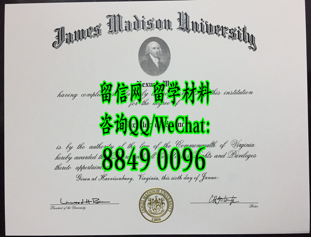 美国詹姆斯麦迪逊大学毕业证，James Madison University diploma certificate