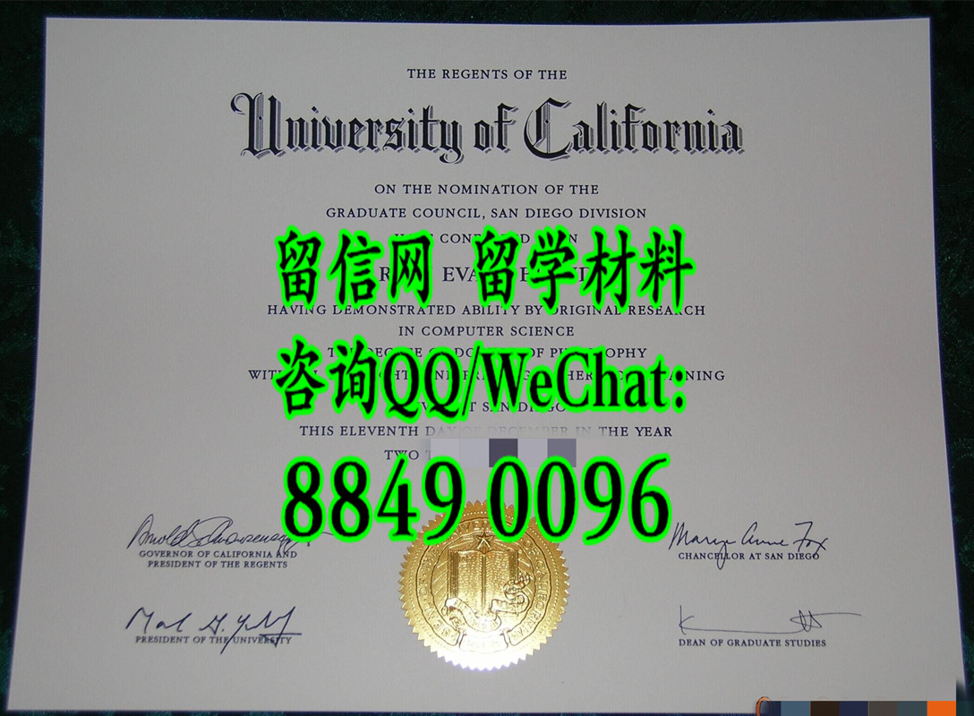美国加州大学圣地亚哥分校毕业证，University of California, San Diego diploma certificate