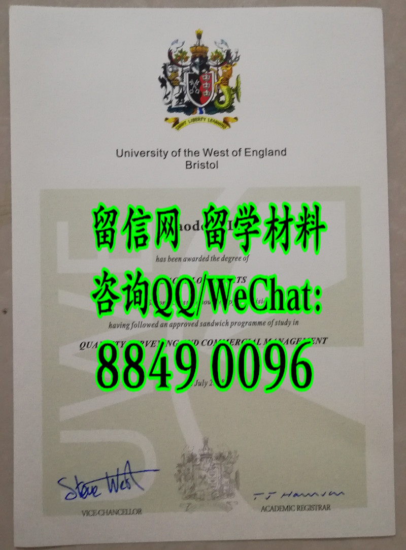 西英格兰大学毕业证样本，University of the West of England diploma degree